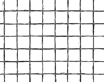 Könnte beinhalten: Schwarz-weißes Gittermuster mit dicken Pinselstrichlinien. Das Muster ist nahtlos und wiederholt sich.