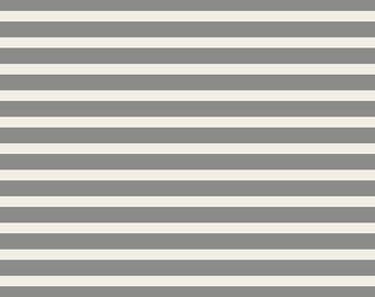 Striped Alike Grey AGF KNIT Gray and Off-White Ivory Stripes Cotton Spandex Fabric Jersey Art Yarn Dyed Stripes Boy Knit Fabric Gray