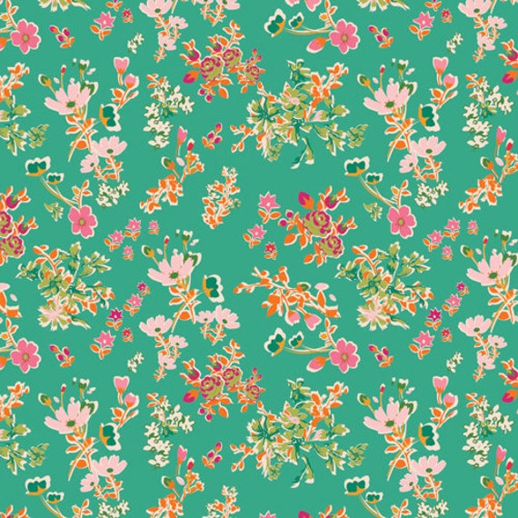 AGF KNIT Green Floral Fabric Cotton Fabric Jersey Knit Art Etsy