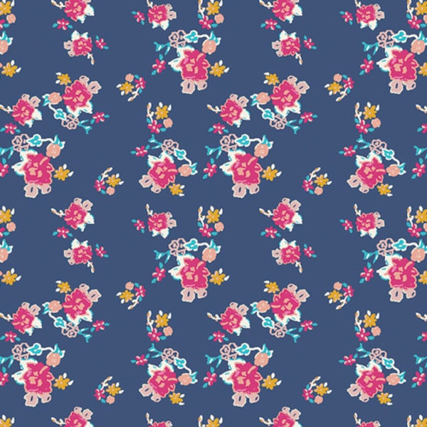 Bohemian Charms Abloom AGF KNIT Cotton Spandex Fabric Jersey Knit Fabric Art Gallery Pink Blue Floral Fabric AGF Cotton Spandex Knit Flowers