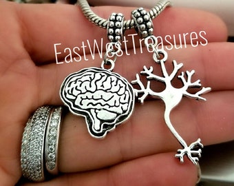 Human Brain Neuron Dendrite Jewelry gift for Men Women, Charm Bracelet Necklace Keychain, Neuroscience Neurology Pscychology Psychiatrist