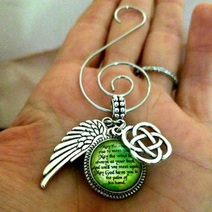 Irish Cross Celtic Blessing Memorial Prayer Angel Gift, Christmas Tree Wall desk decoration Ornament for Loss, May the Road rise to Meet you