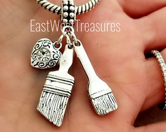 Artist Paint Painters brush Charm For  Bracelet Necklace Keychain Painting Jewelry gift for Women