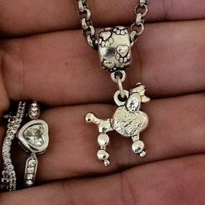 Mini Poodle Charm Bracelet Necklace Keychain fits Pandora