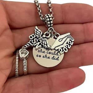 BSN Nursing Graduation 2023 2024 2025 BSN Charm Bracelet Necklace Keychain Jewelry gift for women her