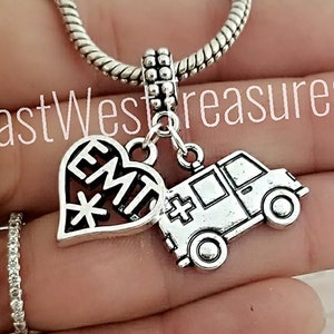 Medic Ambulance Paramedic EMT Charm Bracelet Necklace Keychain Jewelry Gifts for Women