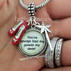 My dear you have always had the power Ruby red slippers Charm Bracelet Necklace purse key chain Keychain for Girls Women