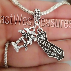 California Palm trees Charm, Bracelet, Necklace, Keychain, California Jewelry Gift