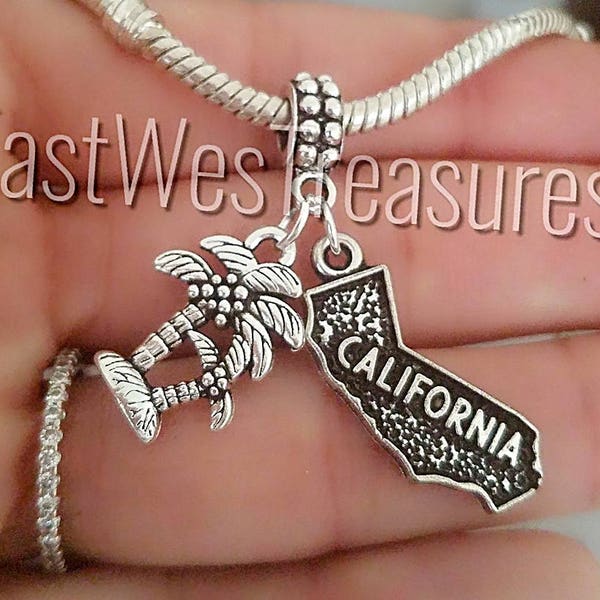 California Palm trees Charm, Bracelet, Necklace, Keychain, California Jewelry Gift