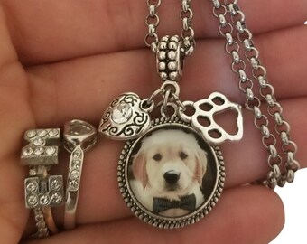 Labrador Golden Retriever Charm, Photo Charm, Bracelet, Necklace, Personalized with your own Dog Photo Picture,