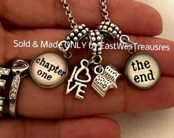 Book Love to Read Reading Charm Bracelet Necklace Book Lover Readers Jewelry for Girls Women