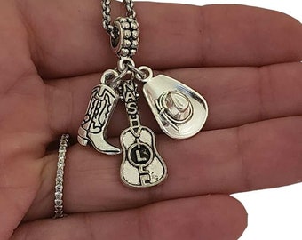 Nashville Tennessee Country Music Guitar Southwestern Cowboy Hat Boots Western Cowgirl Necklace Keychain Jewelry