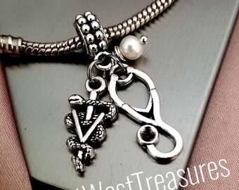 Veterinarian Vet tech veterinary technician Charm Bracelet, Necklace, Keychain - Graduation white coat ceremony Jewelry gifts for vets
