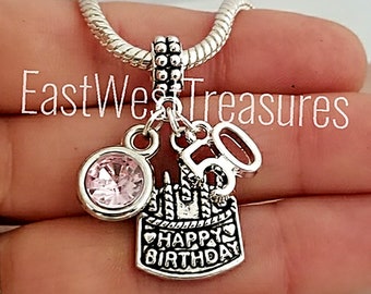 50th Birthday Or Anniversary Charm Bead Pandora Compatible