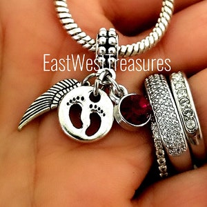 Personalized Miscarriage Infant Angel Baby Loss Charm Bracelet Necklace fits Pandora Chain, for Loss of Baby Grandchild, Loss of 1 2 3