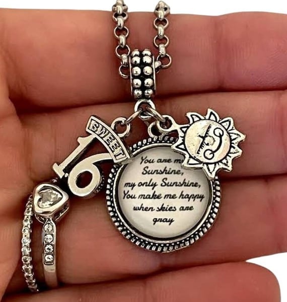 Girls Turning Sweet 16 16th Birthday Charm Bracelet Necklace Keychain for Daughter Granddaughter 16th You My Sunshine Etsy Australia