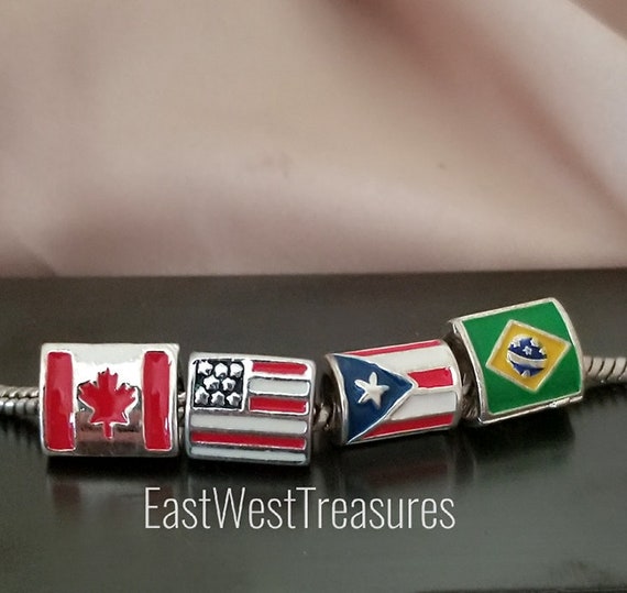 Canadian Flag Charm Puerto Rico Flag Charm Brazil Flag Etsy