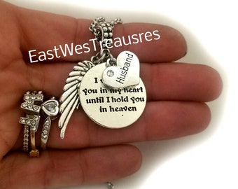 Husband Memorial angel Charm on Bracelet Necklace Keychain - Sympathy Grief Jewelry Gift for grieving wife widower after loss of Husband