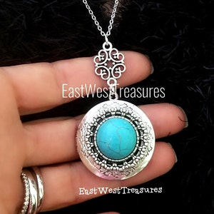 Turquoise Photo Locket Necklace Personalized With Picture Photo