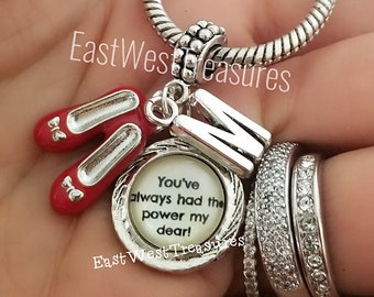 You always had the Power my dear Charm Bracelet Necklace with Ruby Red Slippers for Girls Women Personalized