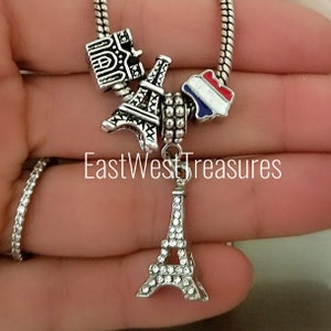 Paris france Flag landmark Eiffel tower Notre Dame charm bead for Pandora DIY and European Charm Bracelet