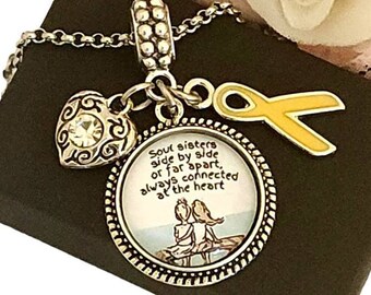 Deployment mom sister Friend Yellow Ribbon Gift Charm Bracelet Necklace Keychain Gift for Army Airforce Navy