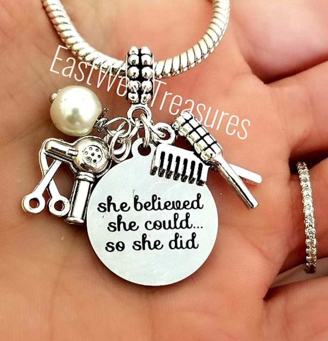 Cosmetology Jewelry Hair Blow Dryer Scissors Charm Bracelet Necklace Fits Pandora for Women Hair Stylist Barber Hair Dresser Etsy Canada