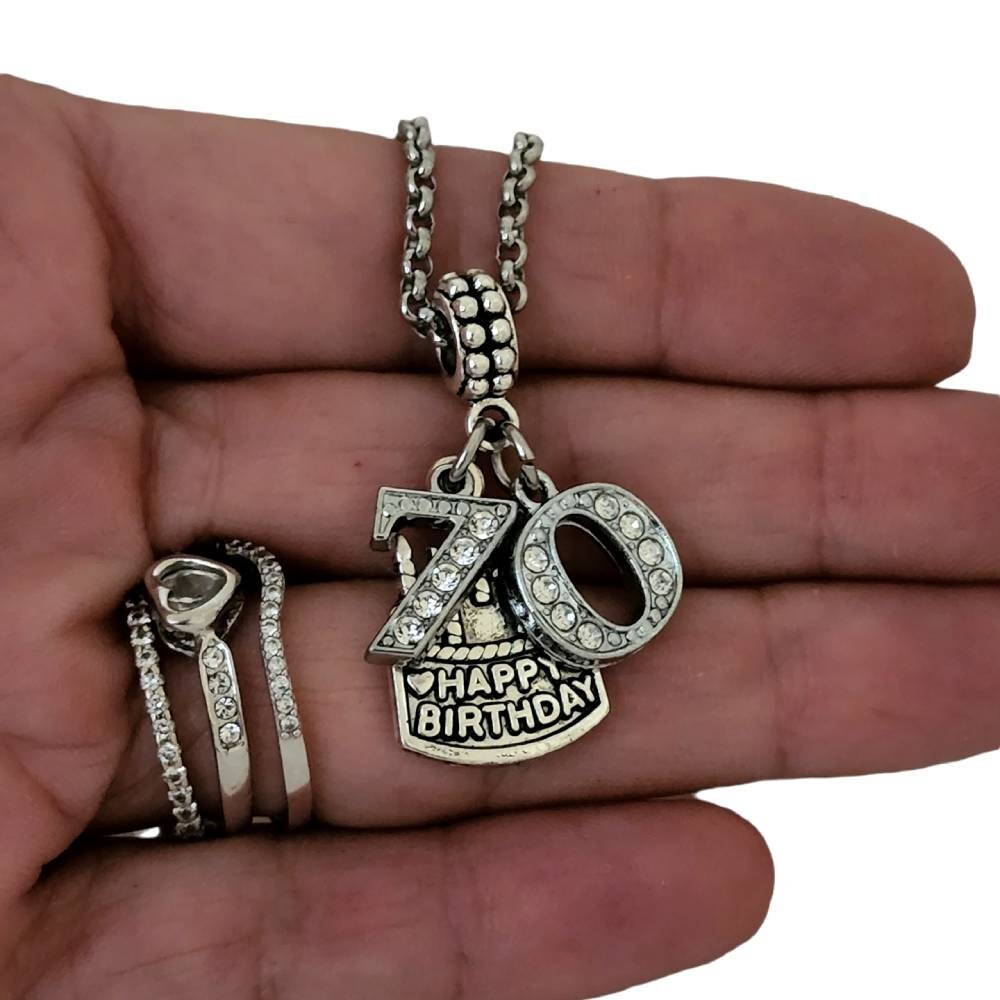 70th Birthday Gift Charm Bracelet Necklace Keychain for Pandora 70
