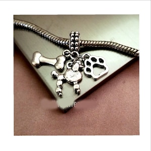 French Poodle Jewelry, Poodle Paw print, Charm Bracelet Necklace Keychain, Remembrance Memory Gift