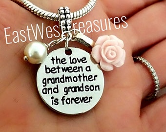 Gift for Grandmother From Grandson, Love Charm Bracelet Necklace