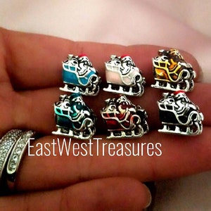 Santa Sleigh Christmas charm bead for Pandora Chains and Charm Bracelets