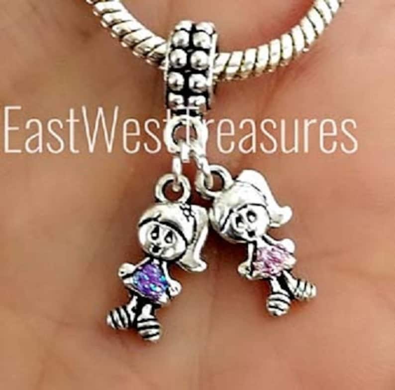 Little Girl Charm Pendant With Birthstone Bracelet Necklace Etsy