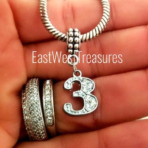 Number Charms, number 0, 1, 2, 3, 4, 5, 6, 7, 8, 9 Bling Pendant, for Pandora, Charm Bracelet Pendant Necklace Keychain