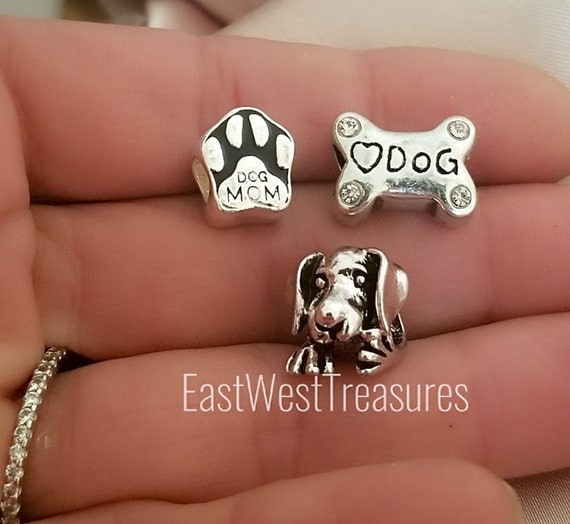 Dog Mom Bone Paws Head Charm Sterling Silver Dog Mom Bone Paws Head Charm Sterling Silver