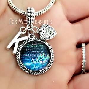 Stock Market Finance Wall Street Jewelry Gift for Women, Charm Bracelet Necklace Keychain, Stock Broker banker Gifts