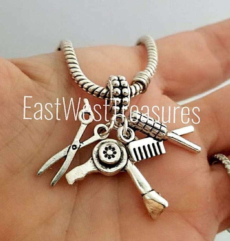 Hair Stylist Gift Charm Bracelet Necklace Keychain with Blow Etsy