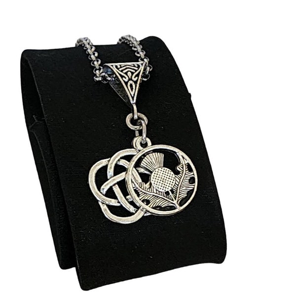 Scottish Thistle Gifts, Celtic Irish Love Knot Charm Bracelet Necklace Keychain