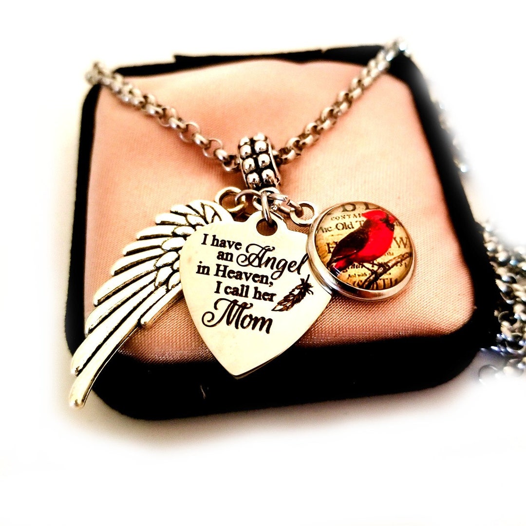 Mom Cardinal Memorial Charm Bracelet Necklace Condolence Etsy