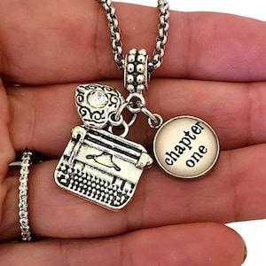 Women Writer Typewriter Charm Bracelet Necklace for Female Writer Author Jewelry