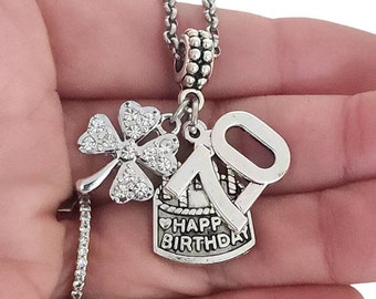 Buy Lucky 70 70th Birthday Gift Charm Bracelet Necklace Keychain