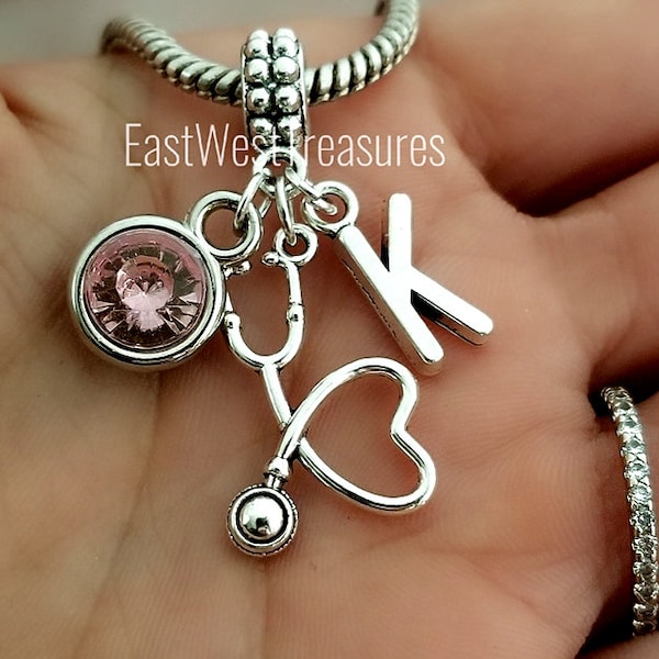 Silver Stethoscope Charm Bracelet Necklace Personalized jewelry gift for Women