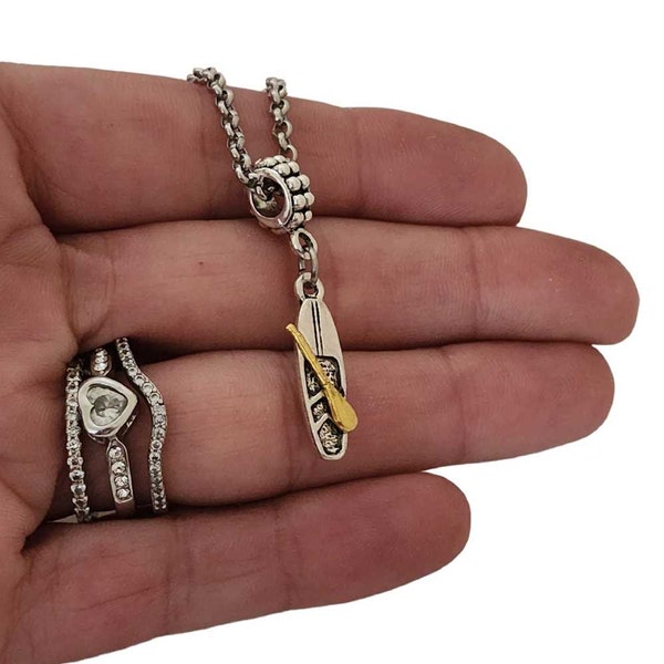 Paddle Board Charm Bracelet Necklace Keychain Paddle boarding Jewelry gift for Women Men