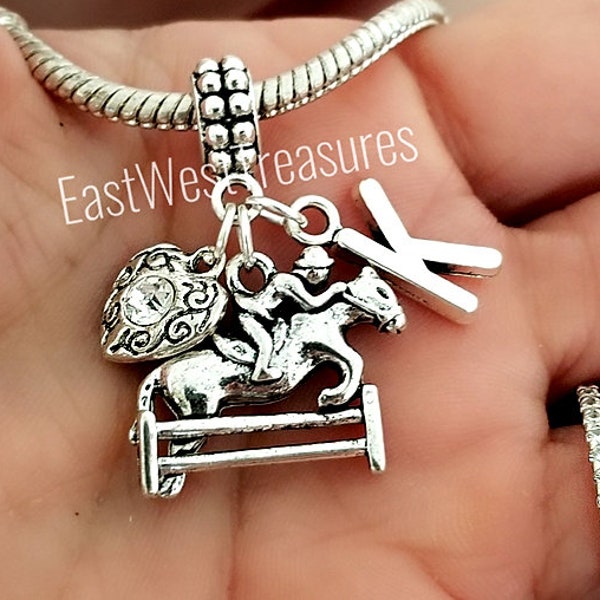 Personalized Horse Rider Jumper Equestrian gift for women girls, Charm Bracelet Necklace Keychain, Jewelry for Jockey Horse Trainer