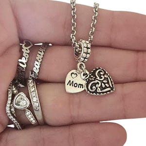 Mother&#39;s Day Gift I Love You Mom Heart Charm Bracelet Necklace