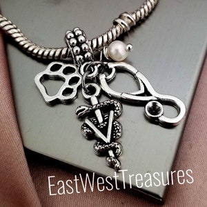 Veterinarian Vet Tech Veterinary Technician Charm Bracelet Necklace Keychain for Women Vet