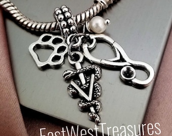 Veterinarian Vet Tech Veterinary Technician Charm Bracelet Necklace Keychain for Women Vet