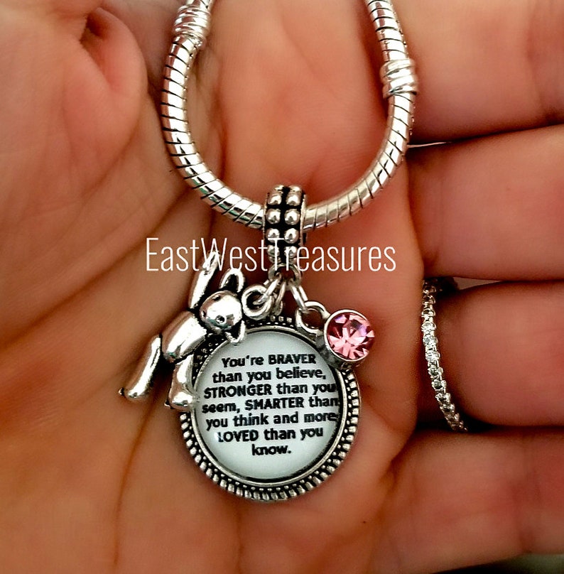 Winnie Pooh Quote Charm Bracelet Necklace You Are Braver Than Etsy