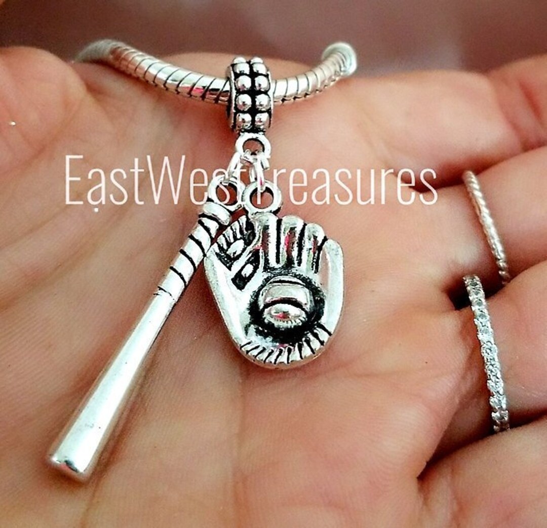 Baseball Softball Bat Ball Glove Charm Bracelet, Necklace