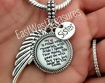 Losing loss of a Sister Sympathy Memorial Charm Bracelet Necklace Keychain Remembrance Keepsake Gift Memory