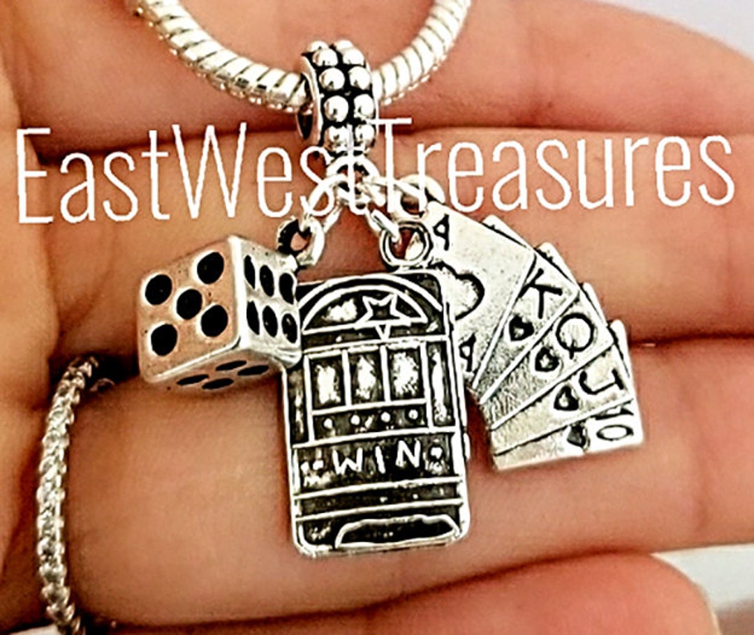 Gambling Dice Casino Slots Poker Player Playing Cards Charm Bracelet
